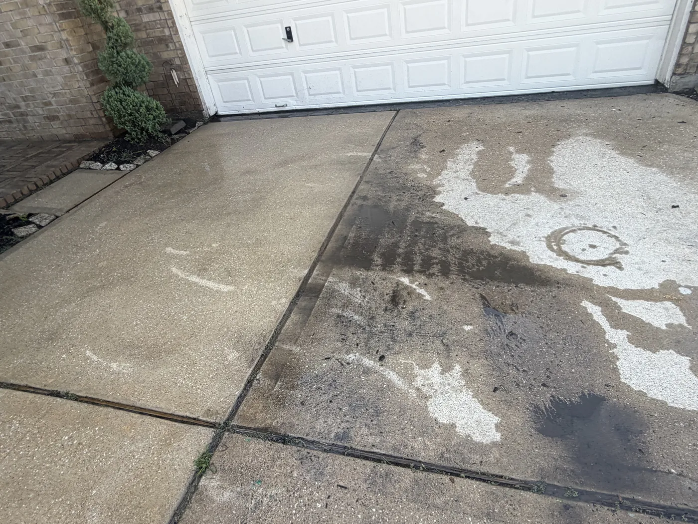 Driveway half washed to show the difference